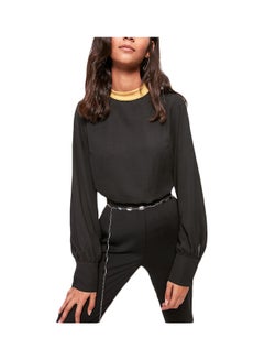 trendyol Contrast Collar Blouse Black  - Image 1