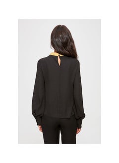 Contrast Collar Blouse Black - v1588281083/N31740931V_2