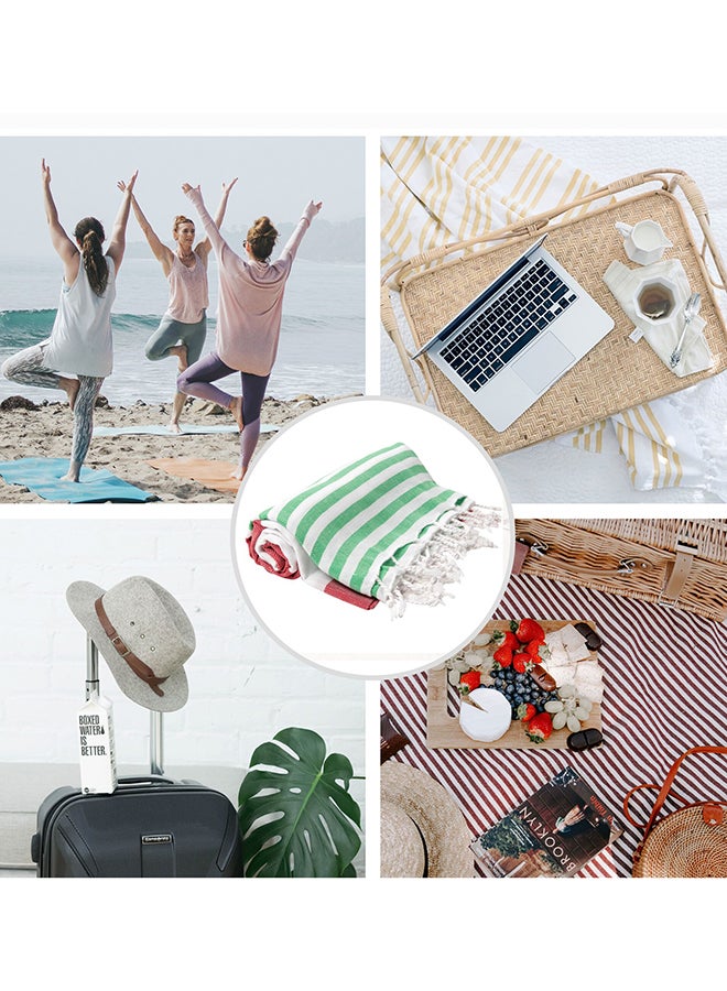 LAISLABONITA Turkish Cotton Pestemal Beach Towel Green/Red 180 x 90cm  - Image 3