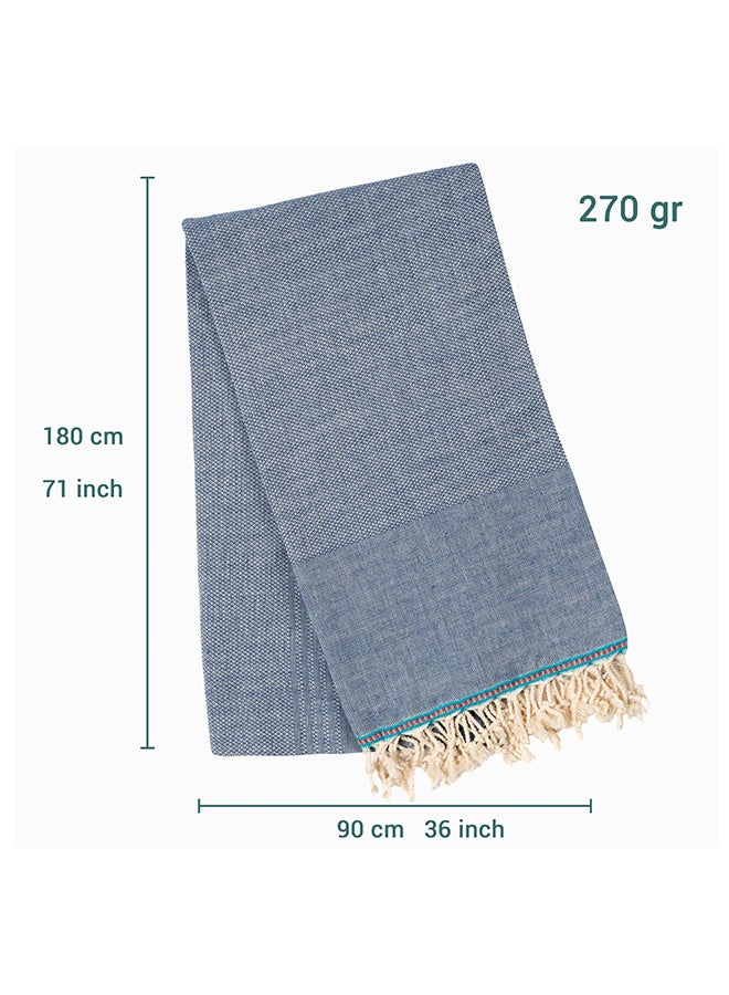 LAISLABONITA Turkish Cotton Pestemal Beach Towel Navy Blue 180 x 90cm  - Image 2