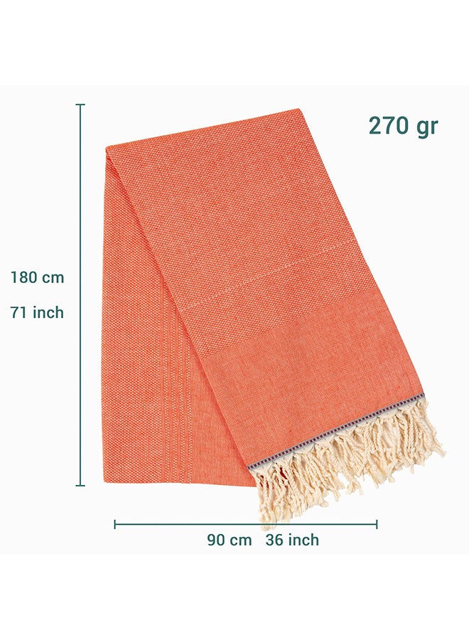 LAISLABONITA Turkish Cotton Pestemal Beach Towel Orange 180 x 90cm  - Image 2