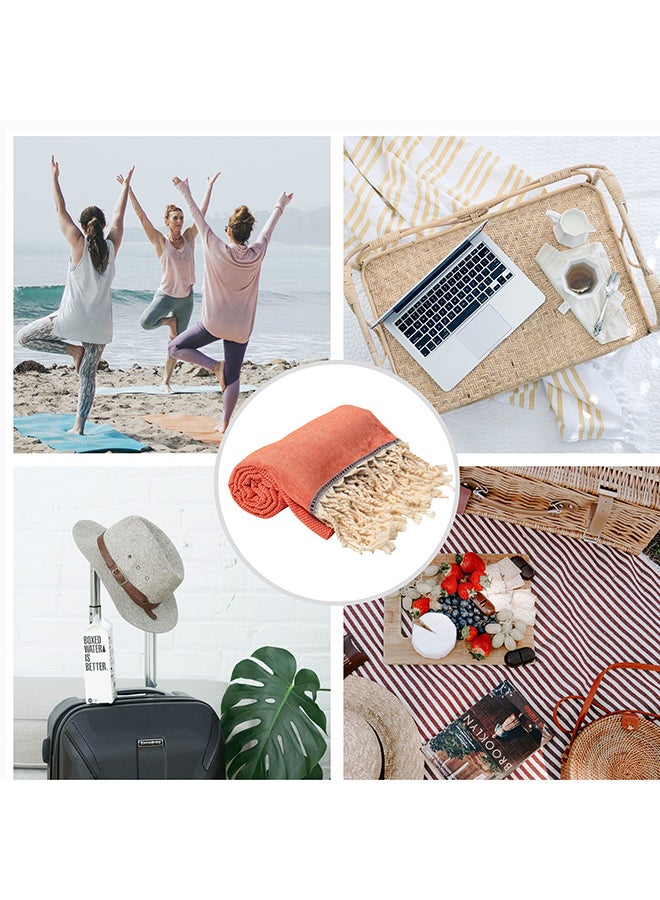 LAISLABONITA Turkish Cotton Pestemal Beach Towel Orange 180 x 90cm  - Image 3