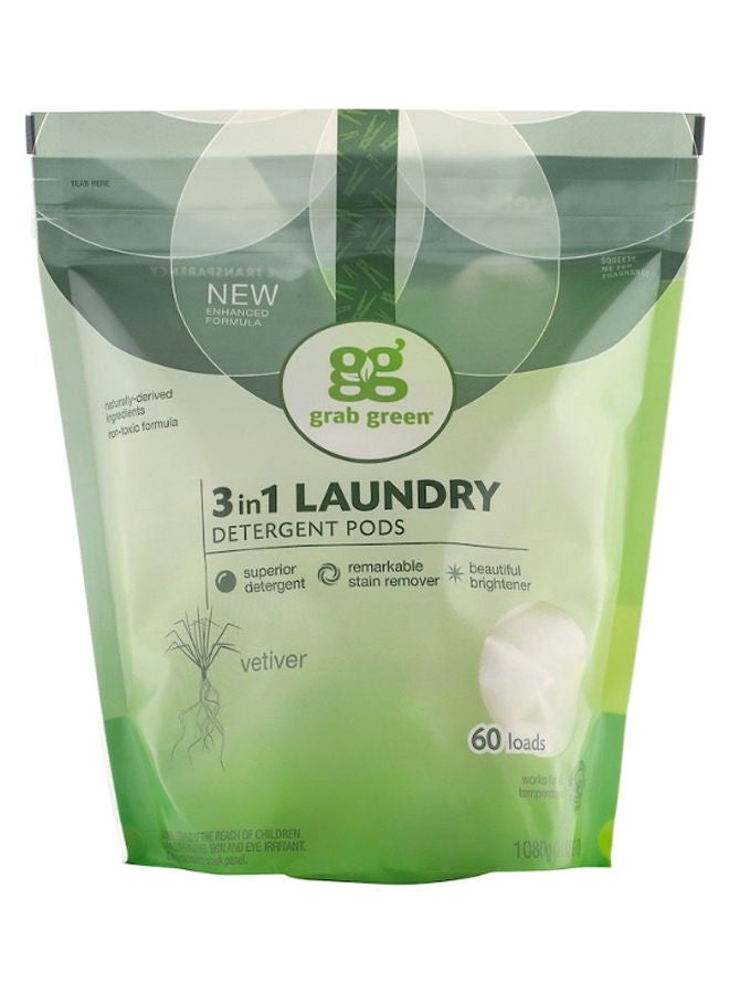 Grab Green 3-In-1 Laundry Detergent Pods 1080grams 