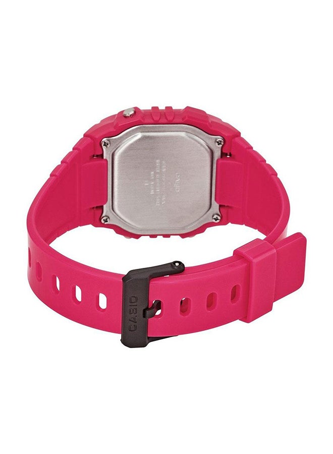 كاسيو ساعة يد رقمية بسوار من الراتينج طراز W-215H-4 - مقاس 41 مم - لون وردي للنساء - Image 2