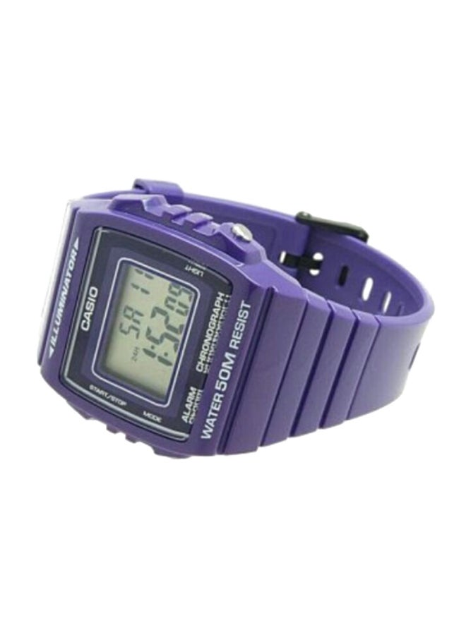 كاسيو ساعة يد رقمية بسوار من الراتينج مقاومة للماء طراز W-215H-6AVDF - 41 مم - لون أرجواني للرجال - Image 2