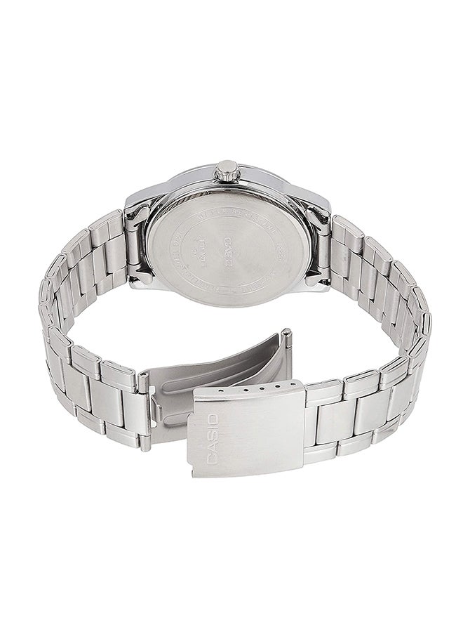 كاسيو ساعة يد بعقارب وسوار من الإستانلس ستيل طراز MTP-V001D-1BUDF - 45 مم - فضي للرجال - Image 2
