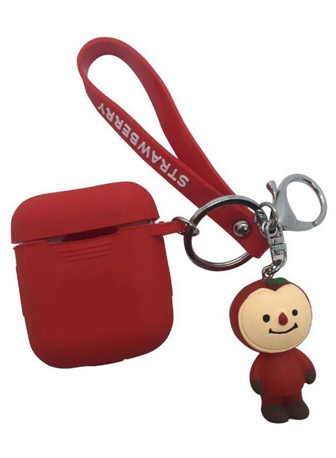 Protective Storage Case With Creative Keychain For Apple AirPods Red/Silver/Beige