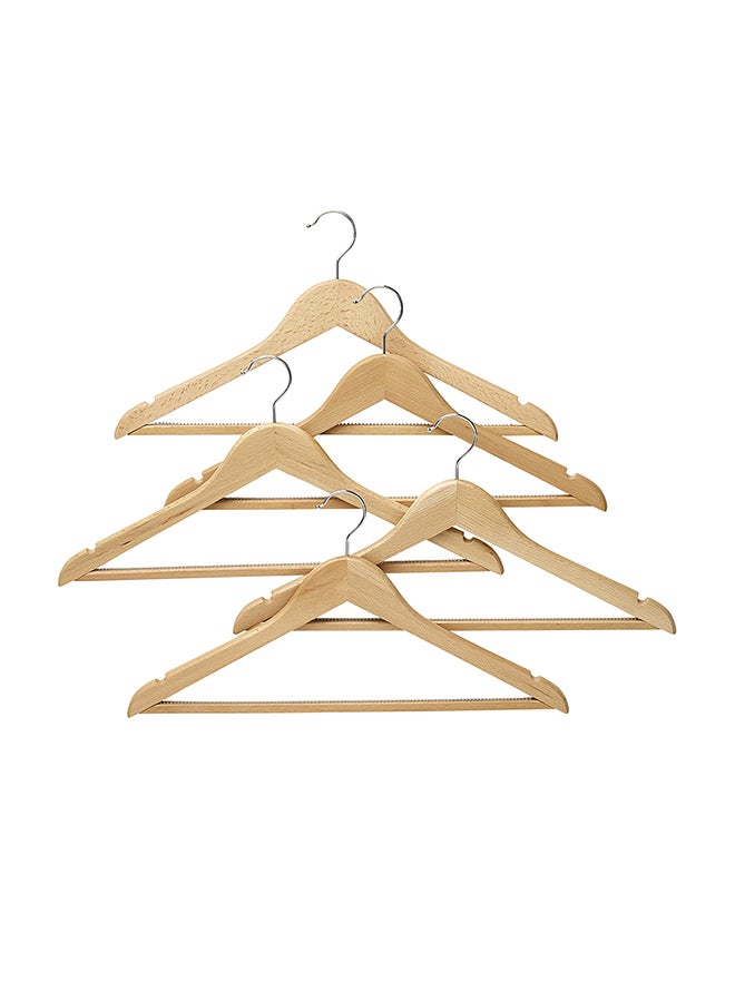Lakeland - 5-Piece Beech Wood Clothes Hangers Beige 45x25x7cm - Image 1