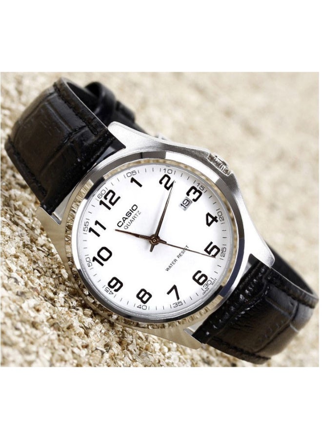 CASIO Men's Leather Analog Quartz Watch MTP-1183E-7B - 36 mm - Black - Image 2