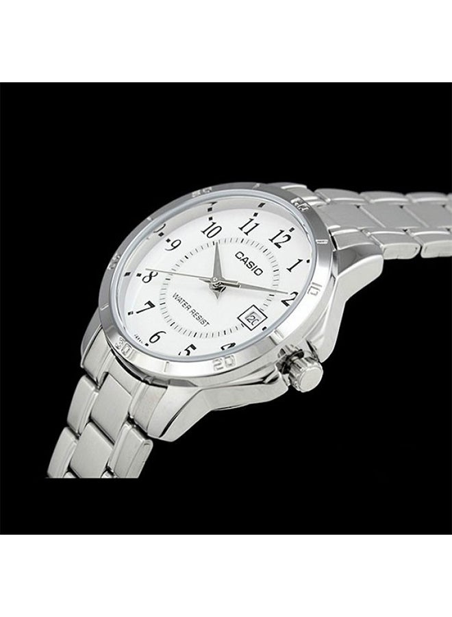 كاسيو ساعة يد بعقارب وسوار من الإستانلس ستيل طراز LTP-V004D-7BDF - 30 مم - فضي للنساء - Image 4