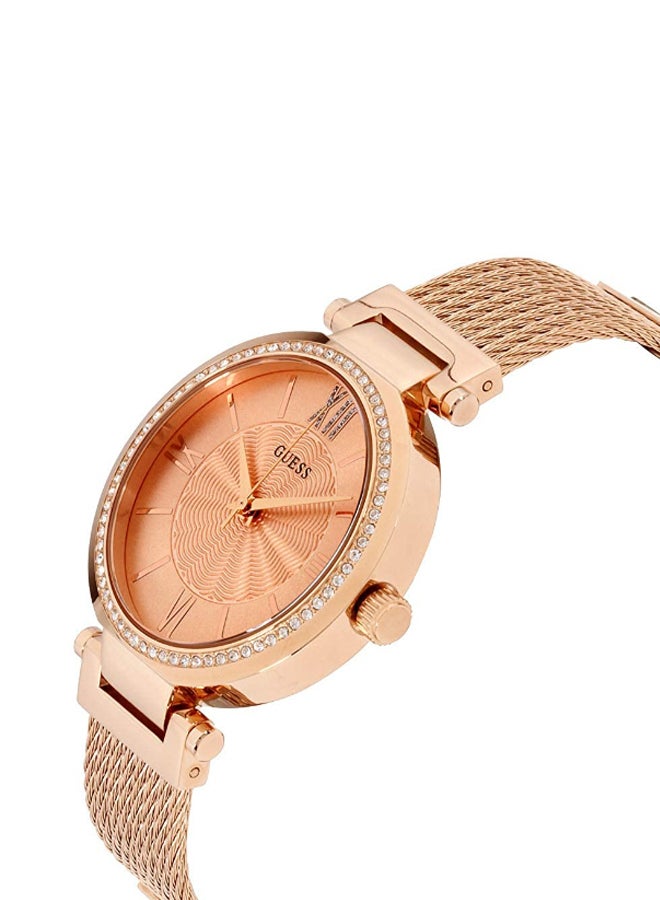 جس ساعة انالوج مقاومة للماء من الستانلس ستيل W0638L4 - 36 ملم - ذهبي وردي - Image 4