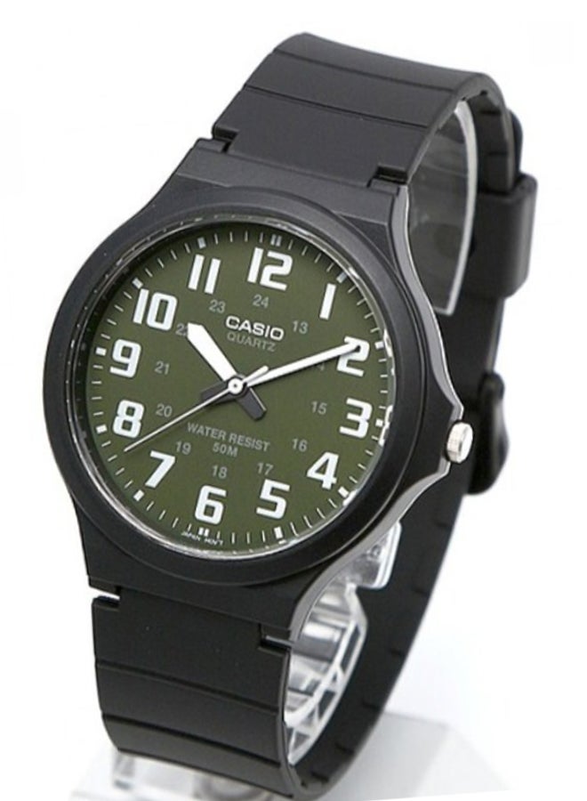 كاسيو ساعة يد بعقارب وسوار من الراتينج طراز MW-240-3BVDF - 44 مم - أسود للرجال - Image 2