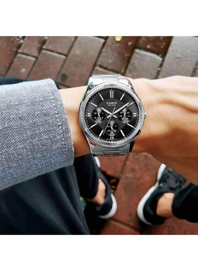 CASIO Men's Chronograph Dress Watch- MTP-1375D-1A - 42 mm - Silver - Image 4