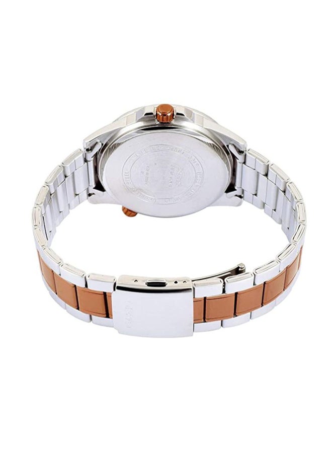 كاسيو ساعة يد بعقارب وسوار من الإستانلس ستيل طراز MT- 320RG-2AVDF - 47 مم - فضي/ذهبي وردي للرجال - Image 2