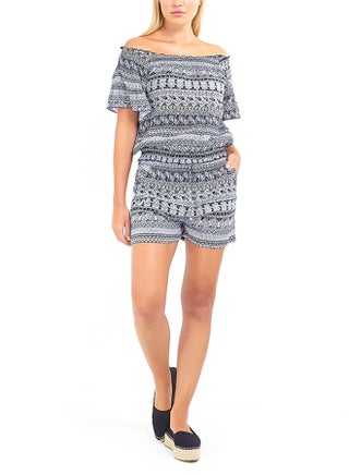 All-Over Pattern Romper Navy - v1588336801/N21727565V_1