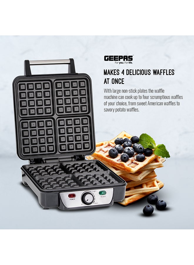 Electric Waffle Maker -  4 Slice Non-Stick Electric Belgian Waffle Maker with Adjustable Temperature Control - Pre-heating, Cool Touch Body - Handle - Automatic Safety Protection 1100.0 W GWM5417 Silver/Black - v1588350693/N11043715A_7