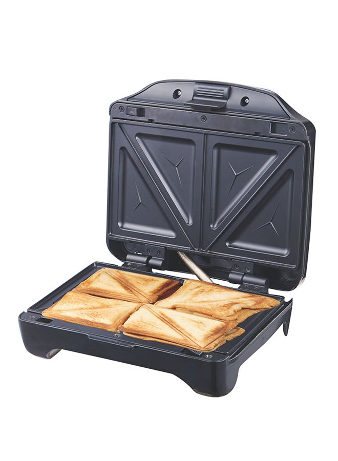 GEEPAS - 2 Slice Sandwich Maker - Cooks Crispy Sandwiches - Cool Touch Handle, Automatic Temperature Control and Non-Stick Plate - Breakfast Sandwiches & Cheese Snack 750.0 W GSM5425 Silver - Image 1