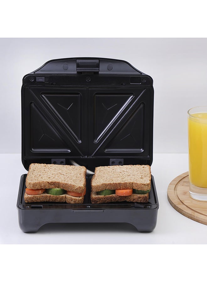 GEEPAS - 2 Slice Sandwich Maker - Cooks Crispy Sandwiches - Cool Touch Handle, Automatic Temperature Control and Non-Stick Plate - Breakfast Sandwiches & Cheese Snack 750.0 W GSM5425 Silver - Image 1