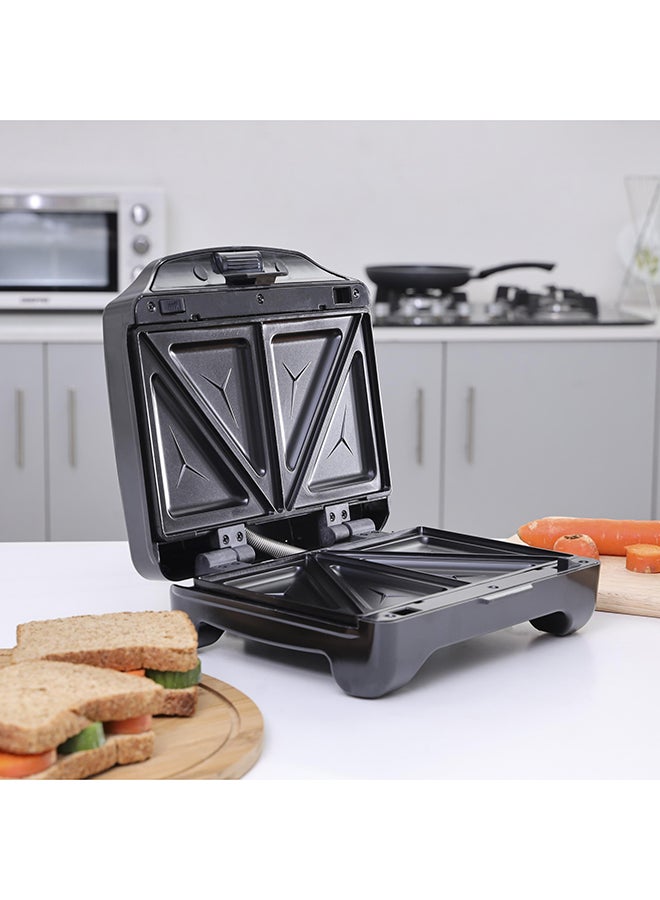 GEEPAS - 2 Slice Sandwich Maker - Cooks Crispy Sandwiches - Cool Touch Handle, Automatic Temperature Control and Non-Stick Plate - Breakfast Sandwiches & Cheese Snack 750.0 W GSM5425 Silver - Image 1