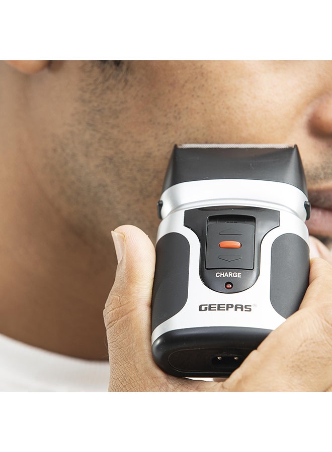 GEEPAS - GSR110N 2 In Men's Rechargeable Shaver With Nose Trimmer - Mobile Shaver, Water Proof, Cordless Body Groomer With 2 Rapid Reciprocating Blades For Skin Comfort, Nose Trimmer Black/Gray - Image 1