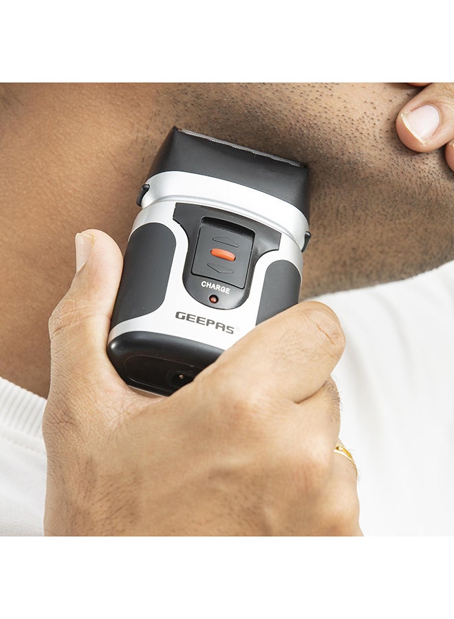 GEEPAS - GSR110N 2 In Men's Rechargeable Shaver With Nose Trimmer - Mobile Shaver, Water Proof, Cordless Body Groomer With 2 Rapid Reciprocating Blades For Skin Comfort, Nose Trimmer Black/Gray - Image 1