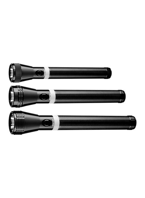 3Pcs Rechargeable Hyper Bright LED Flashlight, 265mm Length Black 22x5x7cm