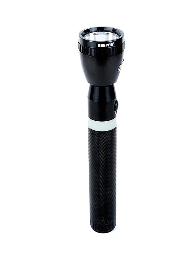 GEEPAS - Rechargeable LED Flashlight 287mm- Hyper Bright White with 4-5 Hours Working Rechargeable & High Capacity Battery, Hyper Bright & Tough | Ideal for Patrolling, Trekking, Emergency Power Cut Black 287mm - Image 1
