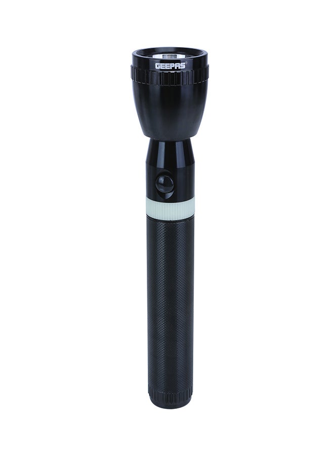 GEEPAS - Rechargeable LED Flashlight 287mm- Hyper Bright White with 4-5 Hours Working Rechargeable & High Capacity Battery, Hyper Bright & Tough | Ideal for Patrolling, Trekking, Emergency Power Cut Black 287mm - Image 1