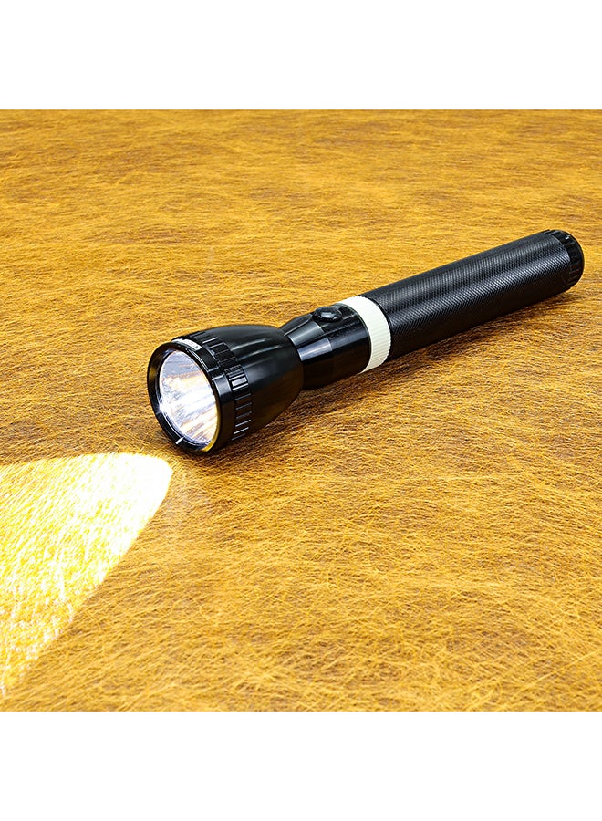 GEEPAS - Rechargeable LED Flashlight 287mm- Hyper Bright White with 4-5 Hours Working Rechargeable & High Capacity Battery, Hyper Bright & Tough | Ideal for Patrolling, Trekking, Emergency Power Cut Black 287mm - Image 1
