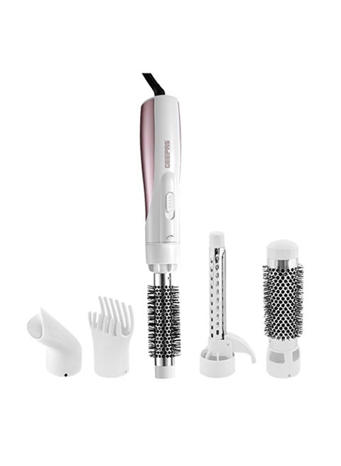 6 In 1 Hair Styler With 1 Speed, 3 Heat Setting, Cool Mode, 360 Degree Swivel Cord, Ionic Function, hanging Loop White