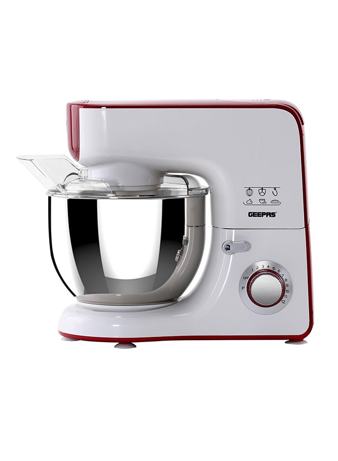 GEEPAS - Stand Mixer 10 Speed Jug Blender and Coffee Grinder 5.5L Mixing Bowl with Beater Whisk and Dough Hook 1.5L Jug Smoothies Blender 5.5 L 800 W GSM43011 White/Red - Image 1