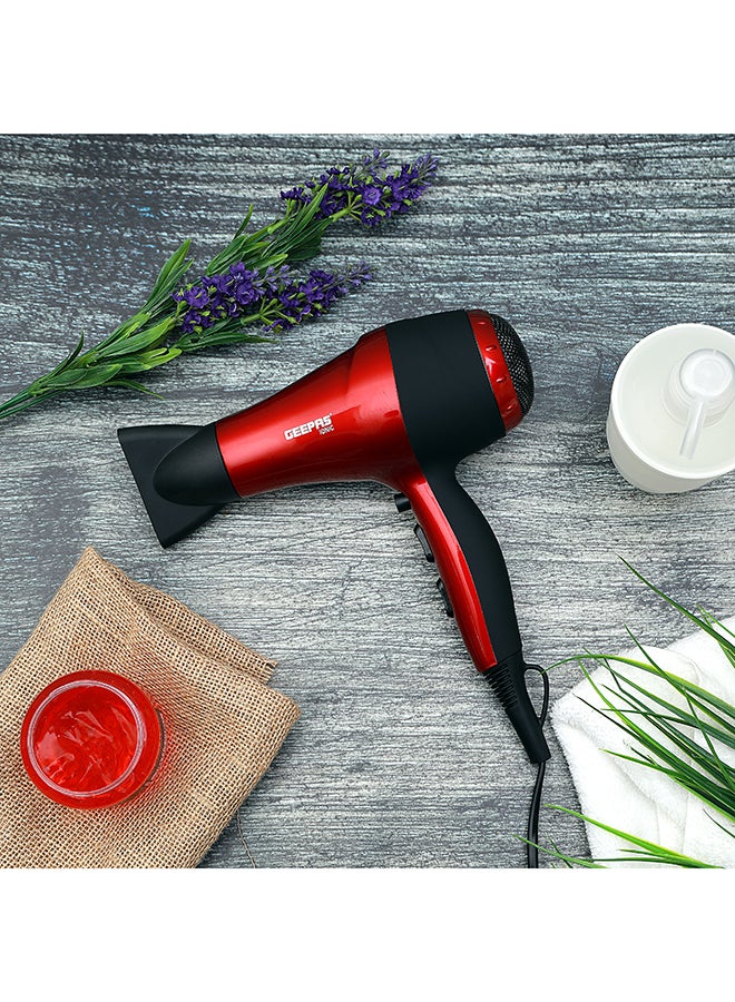 GEEPAS - Hair Dryer, 2 Speed Setting, 2000W, GHD86018, Removable Filter, Hang-up Hook, Cool Shot Function, 3 Heat Settings, Travel Friendly Dryer Red/Black - Image 1