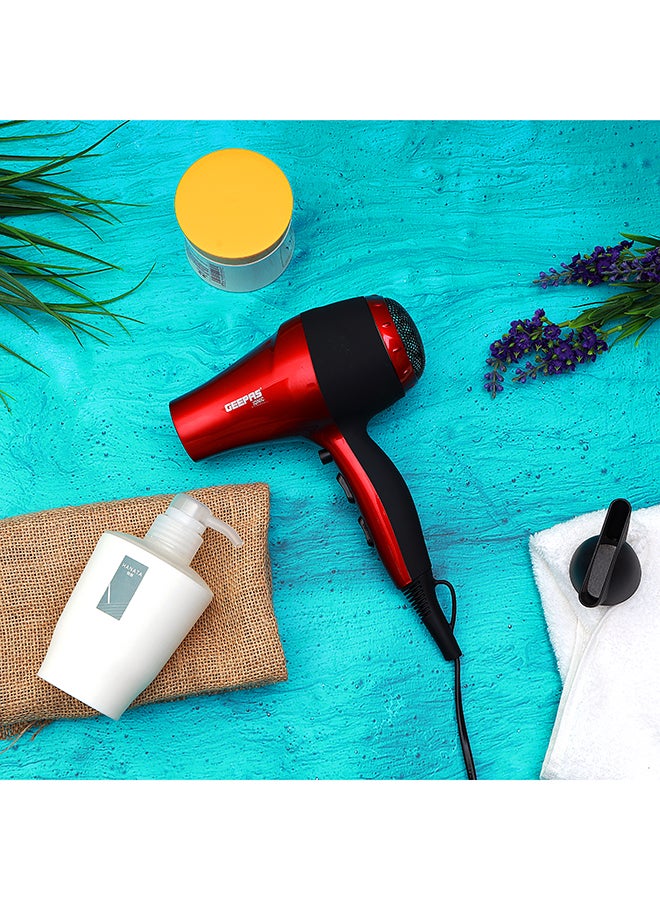 GEEPAS - Hair Dryer, 2 Speed Setting, 2000W, GHD86018, Removable Filter, Hang-up Hook, Cool Shot Function, 3 Heat Settings, Travel Friendly Dryer Red/Black - Image 1