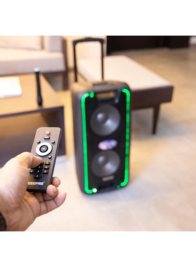 GEEPAS Portable And Rechargeable Professional Speaker- 10 Inch- Wireless Microphones, Battery Rechargeable | 50000 PMPO | Portable Woofer With Trolley Handle Black  - Image 5