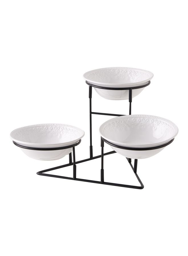 Home Box 3-Piece Nova Bowl Set With Stand White/Black 20 x 20 x 6cm - Image 2
