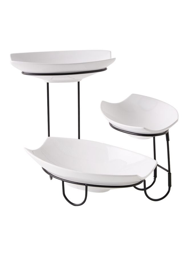 Home Box - 4-In-1 Platter Set With Stand White/Black - Image 1