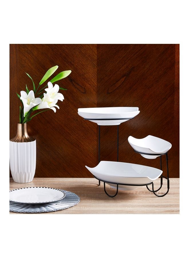 Home Box - 4-In-1 Platter Set With Stand White/Black - Image 1