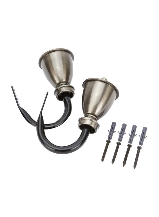 هوم بوكس مثبّت ستائر أفون - طقم من قطعتين أسود/فضي 10x15Ø³Ù†ØªÙŠÙ…ØªØ± - Image 1