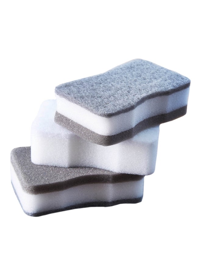 Home Box 3-Piece Cleaning Sponge White/Grey 10.8x3.5x6.6centimeter  - Image 1