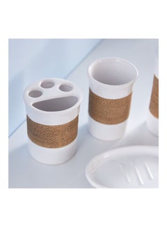 Home Box 4-Piece Jute Threaded Bath Set White/Brown 171cm  - Image 3