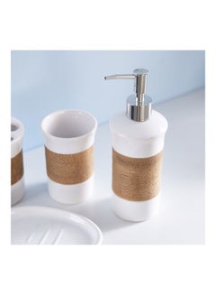 Home Box 4-Piece Jute Threaded Bath Set White/Brown 171cm  - Image 4