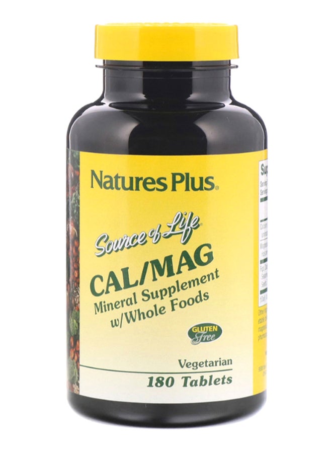 Natures Plus Source of Life Cal And Mag Mineral Supplement With Whole Foods - 180 Tablets - Image 1
