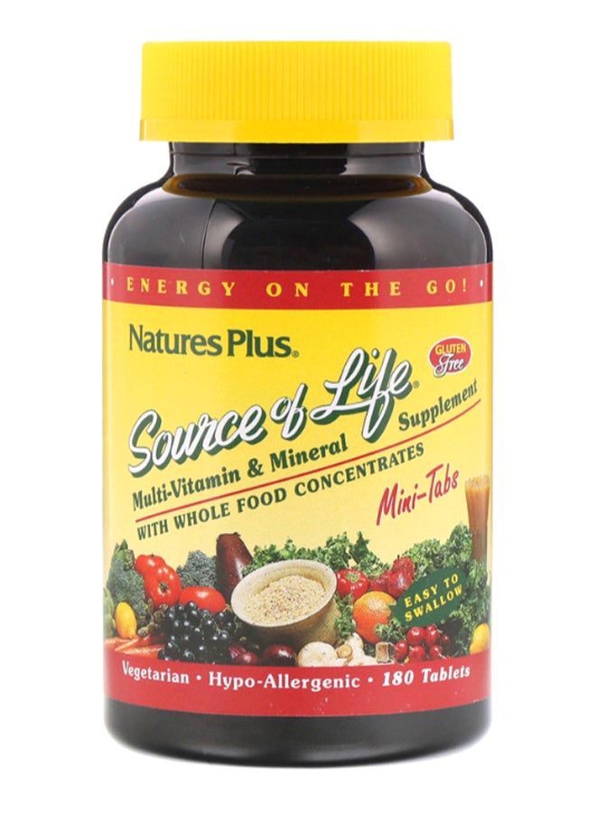 Natures Plus Source of Life Multi-Vitamin And Mineral Supplement - 180 Mini Tablets