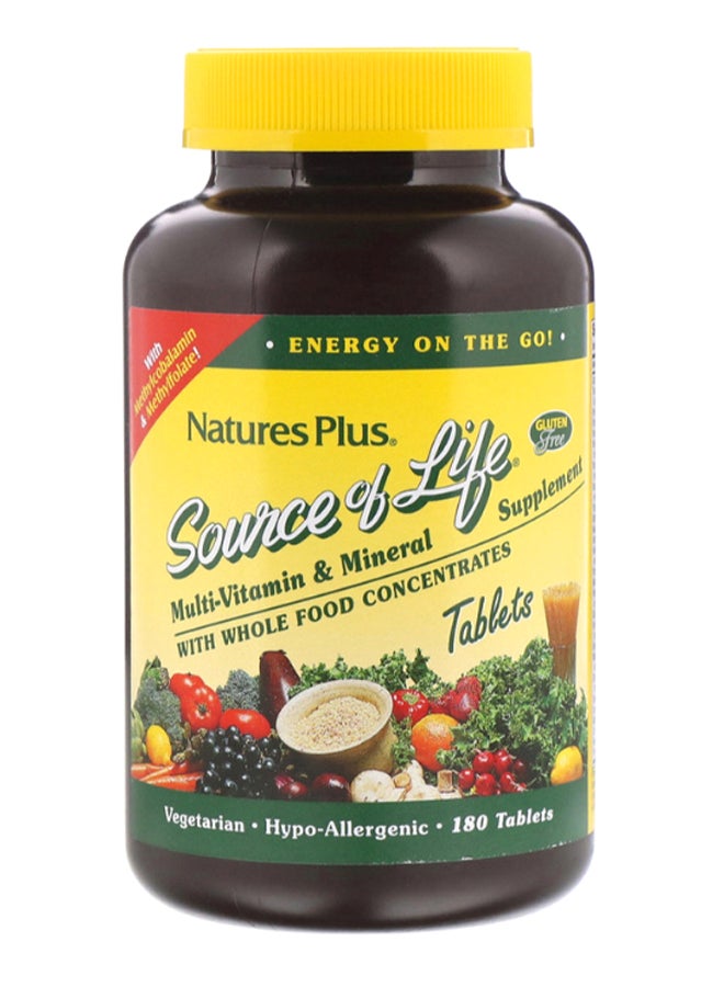 Natures Plus Source of Life Multi-Vitamin And Mineral Supplement - 180 Tablets - Image 1