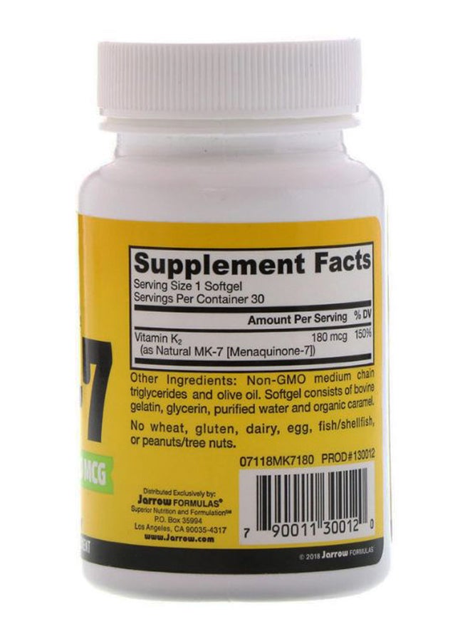 jarrow formulas MK-7 Most Active Form of Vitamin K2 - 30 Softgels - Image 2