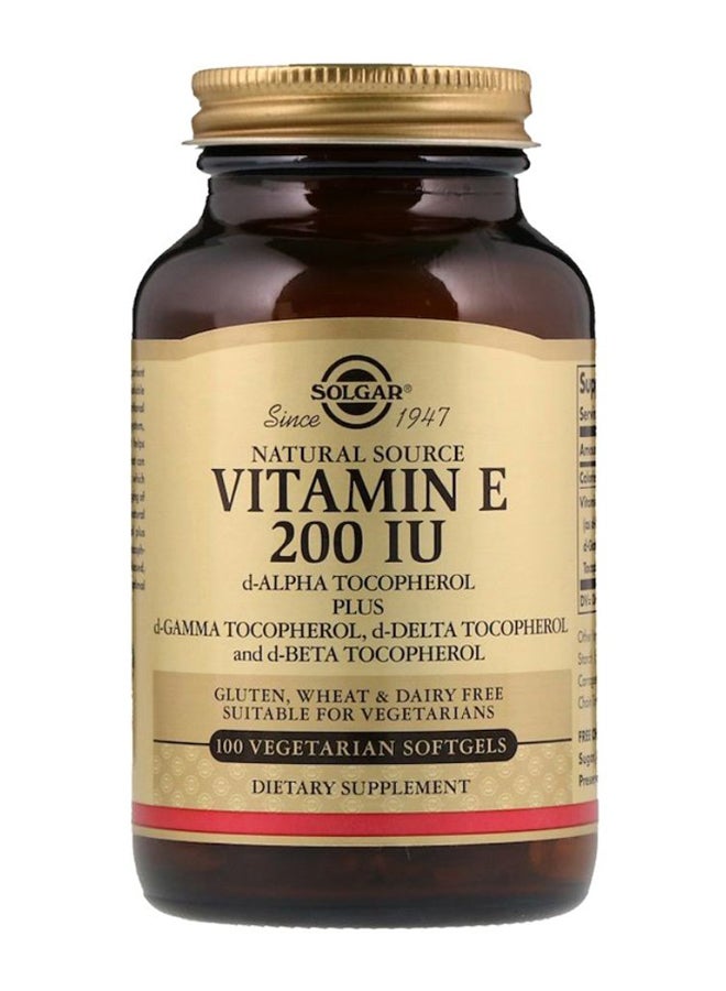 Solgar Naturally Source Vitamin E Supplement - 100 Softgels