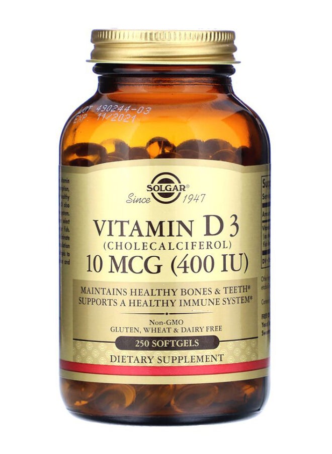 Solgar Vitamin D3Dietary Supplement - 250 Softgels - Image 1