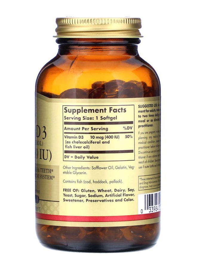 Solgar Vitamin D3Dietary Supplement - 250 Softgels - Image 2