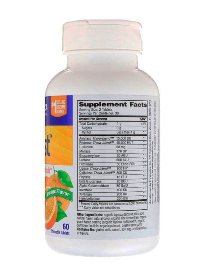 ENZYMEDICA - Digest Orange Flavour Complete Digestion Formula - 60 Chewable Tablets - Image 1