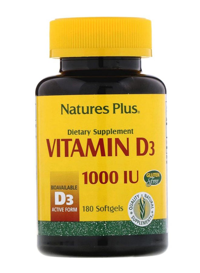 Natures Plus Vitamin D3 Dietary Supplement - 180 Softgels